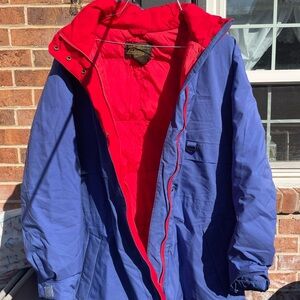Eddie Bauer Men’s Medium Vibrant Blue and Red Polyester/Nylon Puffer Jacket